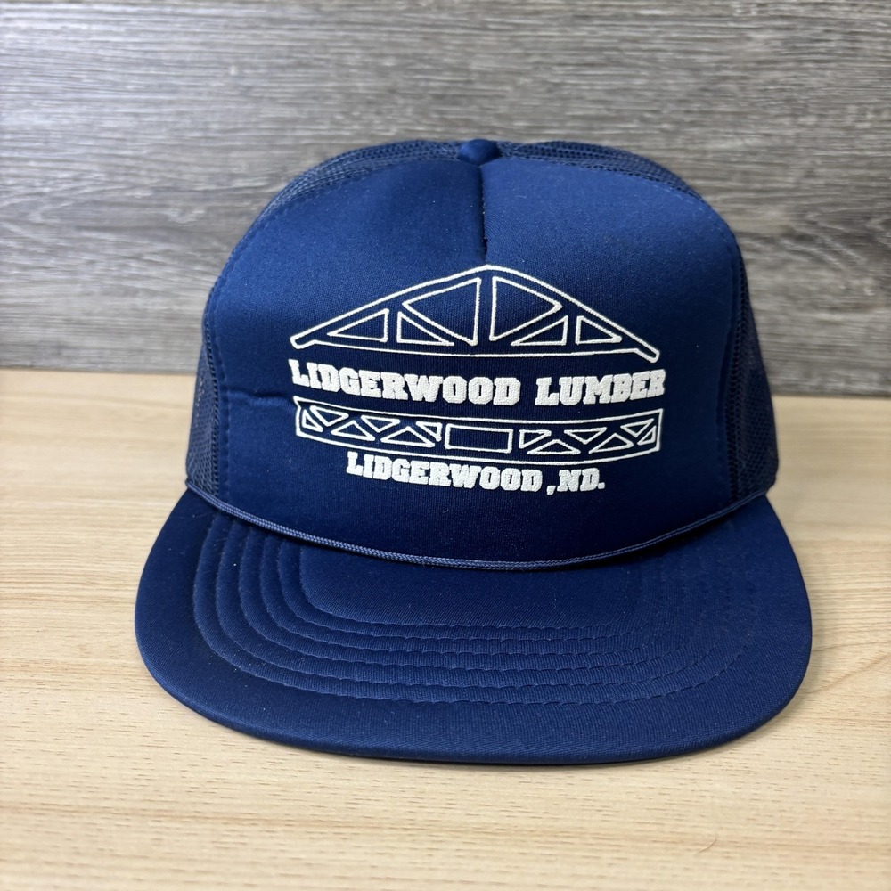 Vintage Lidgerwood Lumber Hat Cap Snap Back Mens One Size Blue Trucker